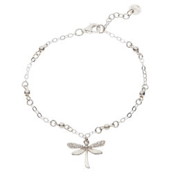 Aurora Dragonfly Sterling Silver and Crystal Bracelet