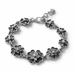 Azalea Sterling Silver Filigree Flower Bracelet