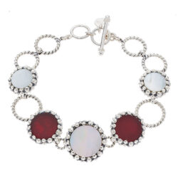 Báltico Sterling Silver, Mother-of-Pearl and Crystal Bracelet