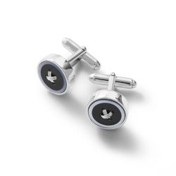 Black Button Sterling Silver and Obsidian Cufflinks