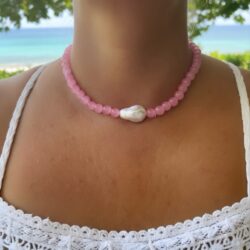 Blush Pink Pearl Stretch Necklace