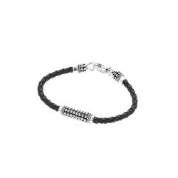 Botafogo Men's Leather and Sterling Silver Bracelet