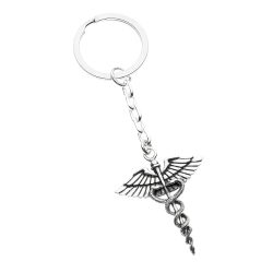 Caduceus Sterling Silver Keychain