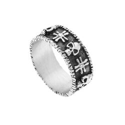 Calavera Cruz Men's Sterling Silver Skull Ring