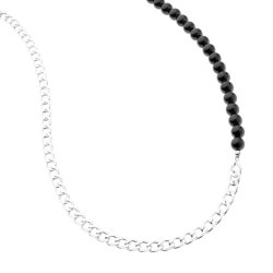Chachapoyas Men's Sterling Silver and Obsidian Necklace