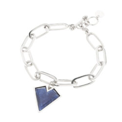 Chained Heart Sterling Silver and Sodalite Bracelet