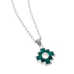 Chakana Malachite Pendant Men's Sterling Silver Necklace