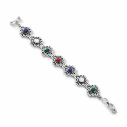 Chakana Trilogía Sterling Silver and Gemstone Bracelet