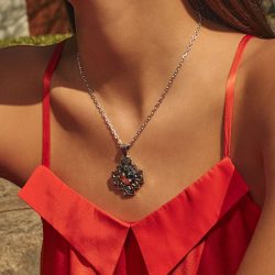 Chakana Trilogía Sterling Silver and Gemstone Necklace