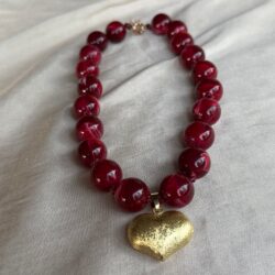Cherry Gold Marbled Heart Necklace