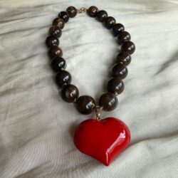 Chocolate Maxi Red Heart Necklace