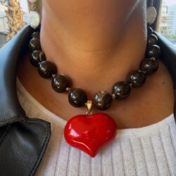 Chocolate Maxi Red Heart Necklace