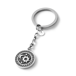 Chumpi Sun, Moon and Stars Sterling Silver Keychain