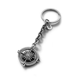 Compass Sterling Silver Keychain
