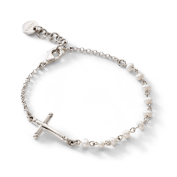 Consuelo Cruz Sterling Silver and Pearl Cross Bracelet