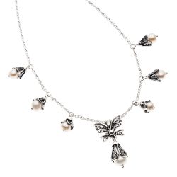 Coquette Sterling Silver Filigree and Pearl Necklace