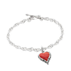 Corazon Etnico Sterling Silver and Red Spondylus Bracelet