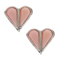 Corazón Partido Sterling Silver and Stone Heart Earrings