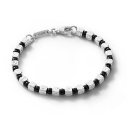 Corsario Men’s Hammered Sterling Silver and Obsidian Bracelet Andes Luxe Corsario Men's Hammered Sterling Silver and Obsidian Bracelet
