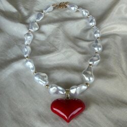 Crimson Heart Pearl Necklace