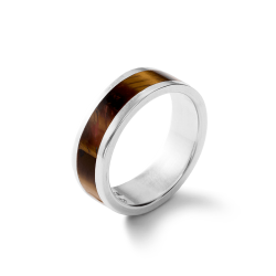 Cristiano Men's Sterling Silver and Tiger's Eye Ring