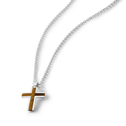 Cristiano Men's Sterling Silver and Yellow Jasper Cross Necklace