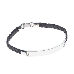 Croton Men’s Dark Brown Braided Leather and Sterling Silver Bracelet Andes Luxe Croton Men's Dark Brown Braided Leather and Sterling Silver Bracelet