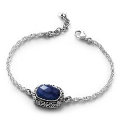 Cumbia Sterling Silver and Sodalite Bracelet Andes Luxe Cumbia Sterling Silver and Sodalite Bracelet
