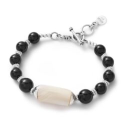 D’Agama Sterling Silver, Obsidian and Mother-of-Pearl Bracelet Andes Luxe D'Agama Sterling Silver, Obsidian and Mother-of-Pearl Bracelet