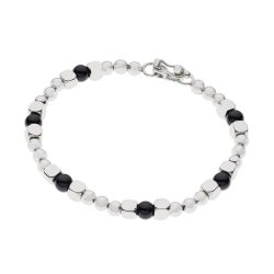 Dante Men’s Sterling Silver and Obsidian Bracelet (Medium) Andes Luxe Dante Men's Sterling Silver and Obsidian Bracelet (Medium)