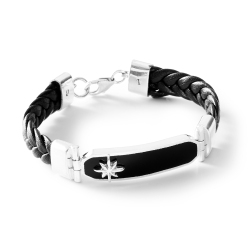 David Men’s Black Leather and Sterling Silver Star Bracelet Andes Luxe David Men's Black Leather and Sterling Silver Star Bracelet