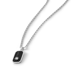 David Men's Sterling Silver Enamel Star Necklace
