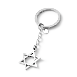 David Star of David Sterling Silver Keychain