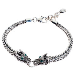 Dragon Sterling Silver and Crystal Bracelet Andes Luxe Dragon Sterling Silver and Crystal Bracelet