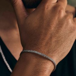 Edson Men's Woven Sterling Silver Bracelet