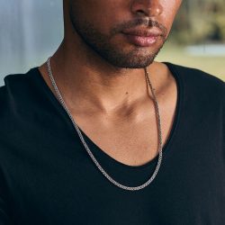 Edson Men's Woven Sterling Silver Chain Necklace