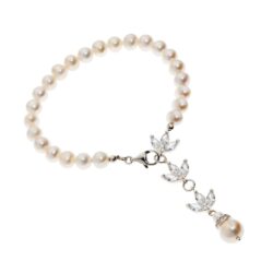 Eleganza Sterling Silver, Pearl and Crystal Bracelet