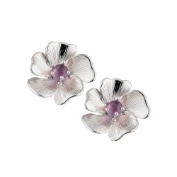 Fiore Sterling Silver and Amethyst Flower Earrings