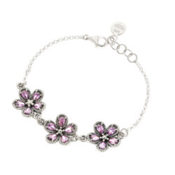 Flor Violeta Sterling Silver and Crystal Bracelet