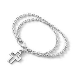 Francesco Men's Sterling Silver Cross Bracelet