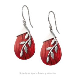 Fuerza Sterling Silver and Red Spondylus Leaf Earrings