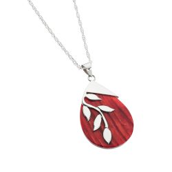Fuerza Sterling Silver and Red Spondylus Necklace