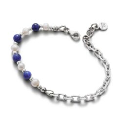 Giada Sterling Silver, Pearl and Sodalite Bracelet