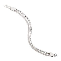 Gino Men's Double Row Sterling Silver Bracelet (Large)