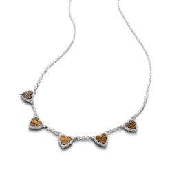 Giordana Sterling Silver, Tiger's Eye and Crystal Necklace