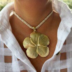 Gold Cord Maxi Flower Necklace