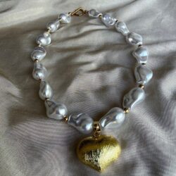 Golden Heart Pearl Necklace