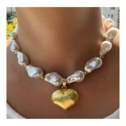 Golden Heart Pearl Necklace