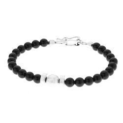 Hamsa Men's Sterling Silver and Stone Bracelet
