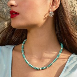 Hanaq Sterling Silver and Turquoise Necklace